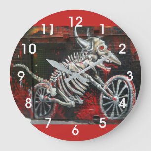 Reloj Redondo Grande Jinete fantasma de la motocicleta del Grunge