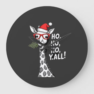 Reloj Redondo Grande Jirafa Linda Con Sombrero De Santa Feliz Navidad J