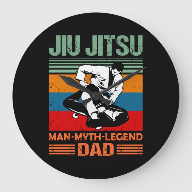 Reloj Redondo Grande Jiu Jitsu Dad Man Legend martial arts Slogan retro (Anverso)