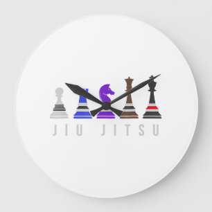 Reloj Redondo Grande jiu jitsu entrenando ajedrez, regalo bjj con texto