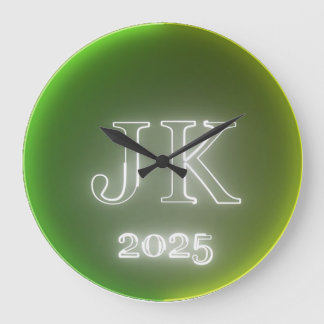 Reloj Redondo Grande JK 2025 Green Yellow Wall Clock