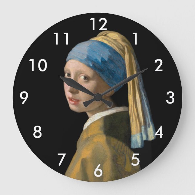 Reloj Redondo Grande Johannes Vermeer, Chica de Pearl Earring (Anverso)