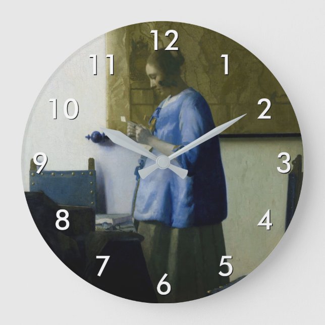 Reloj Redondo Grande Johannes Vermeer - Woman in Blue Reading a Letter (Anverso)