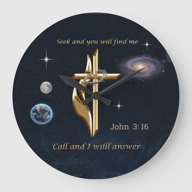Reloj Redondo Grande John 3:16     (Anverso)