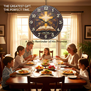 Reloj Redondo Grande John 3:16 Escritura Radiante