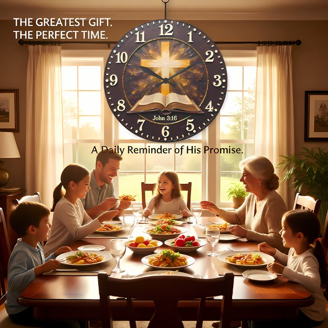 Reloj Redondo Grande John 3:16 Escritura Radiante (Subido por el creador)