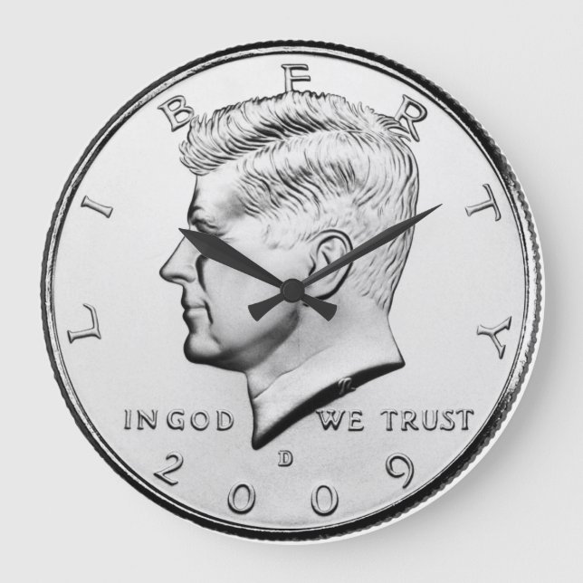 Reloj Redondo Grande John F. Kennedy Half Dollar (Anverso)