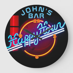 Reloj Redondo Grande JOHN - Nombre Neon Rótulo Bar Mancave Den Clock Fu