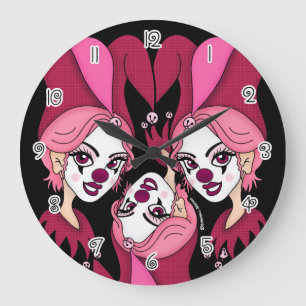 Reloj Redondo Grande Joker Payaso Rosa