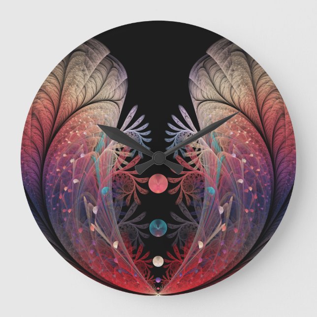 Reloj Redondo Grande Jonglage Resumen arte fractal moderno de fantasía (Anverso)