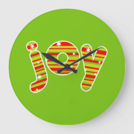 Reloj Redondo Grande JOY en los Navidades, franjas rojas y verdes