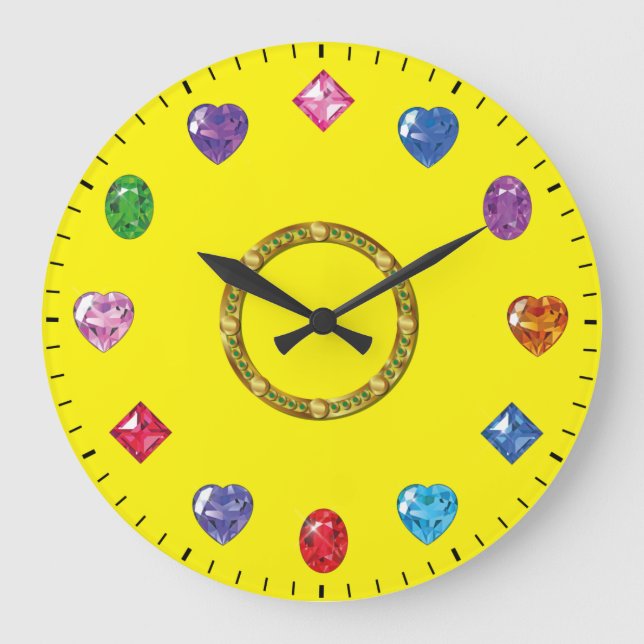 Reloj Redondo Grande Joyas y Gemas Temáticas Chic (Anverso)