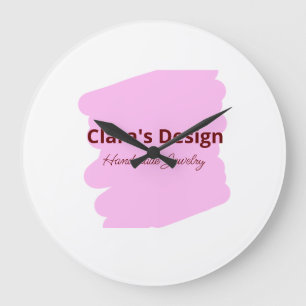 Reloj Redondo Grande Joyería rosa hecha a mano agregar texto de nombre 