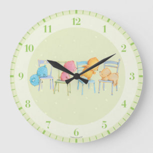 Reloj Redondo Grande Juego de los osos azules, rosados, amarillos, y de