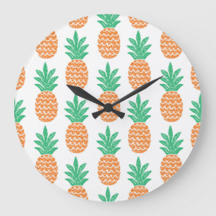 Reloj Redondo Grande Juego de piña: Delight de patrón divertido.
