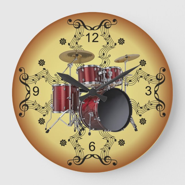 Reloj Redondo Grande Juego de tambores ~ Desplazamiento musical ~ Fondo (Anverso)