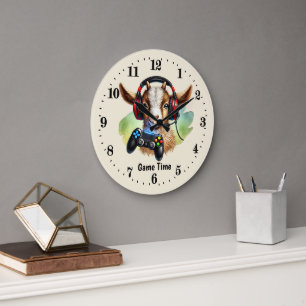 Reloj Redondo Grande Juego genial tiempo personalizable cabra