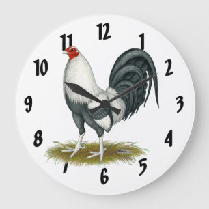 Reloj Redondo Grande Juego Silver Blue Gamecock americano