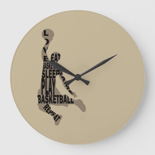 Reloj Redondo Grande jugador de baloncesto slam dunk con texto de cuerp (Anverso)