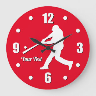 Reloj Redondo Grande Jugador de béisbol personaliza el reloj grande