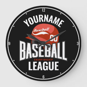 Reloj Redondo Grande Jugador de béisbol personalizado NOMBRE Equipo Cha