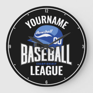 Reloj Redondo Grande Jugador de béisbol personalizado NOMBRE Equipo Cha