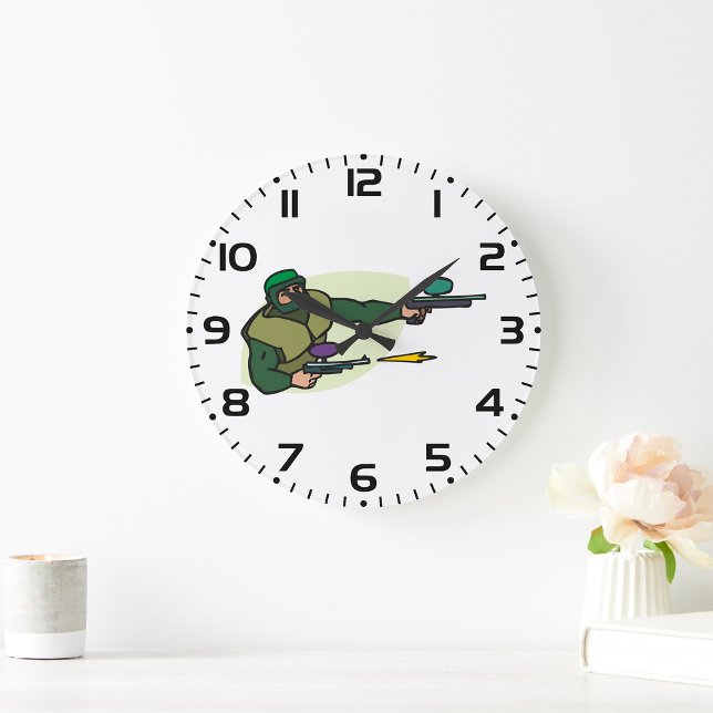 Reloj Redondo Grande Jugador de bola de pintura con deportes de acción  (Subido por el creador)