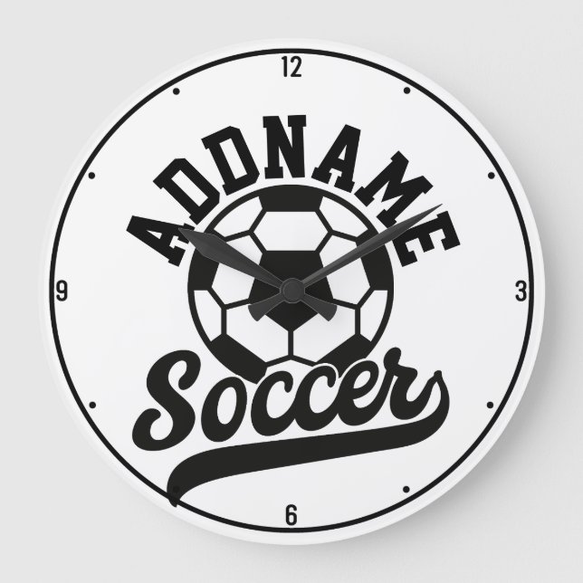 Reloj Redondo Grande Jugador de fútbol AÑADIR NOMBRE Equipo de fútbol P (Anverso)