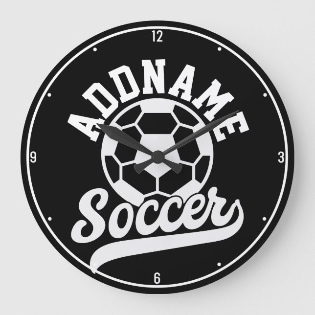 Reloj Redondo Grande Jugador de fútbol AÑADIR NOMBRE Equipo de fútbol P (Anverso)
