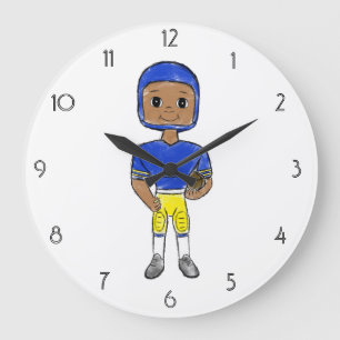 Reloj Redondo Grande jugador de fútbol vintage retro azul amarillo simp