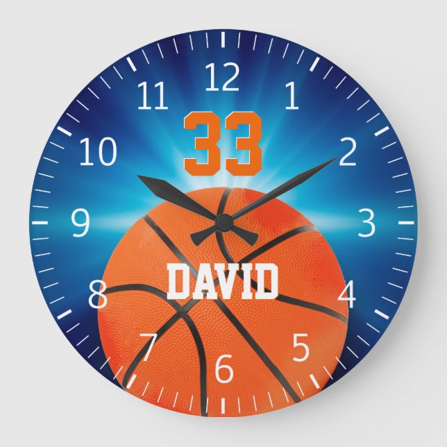 Reloj Redondo Grande Jugador del baloncesto el | de Personalizable (Anverso)