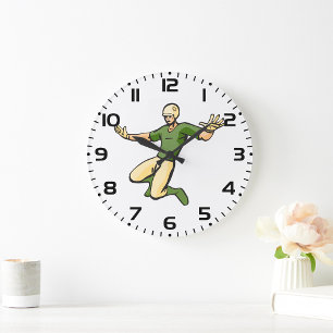 Reloj Redondo Grande Jugador Retro de Béisbol Gráfico Deportivo Vintage