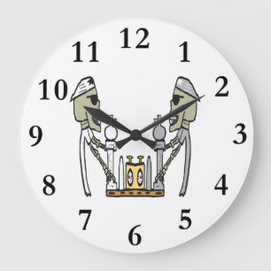 Reloj Redondo Grande Jugando Ajedrez