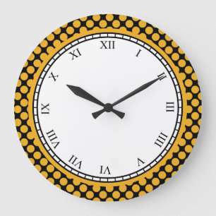 Reloj Redondo Grande Jugoso dígito romano de polka amarillo en cualquie