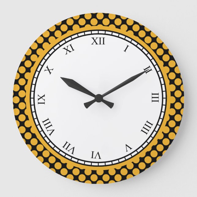 Reloj Redondo Grande Jugoso dígito romano de polka amarillo en cualquie (Anverso)