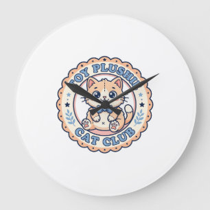 Reloj Redondo Grande Juguete de peluche gato Diseño de camiseta de gato