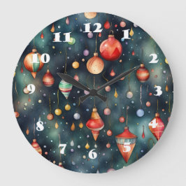 Reloj Redondo Grande Juguetes festivos, arte en acuarela de decoración