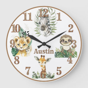 Reloj Redondo Grande Jungle Animals Safari cita a la guardería personal