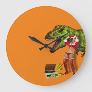 Reloj Redondo Grande Jurassic Christmas Pin-Up