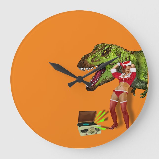 Reloj Redondo Grande Jurassic Christmas Pin-Up (Anverso)
