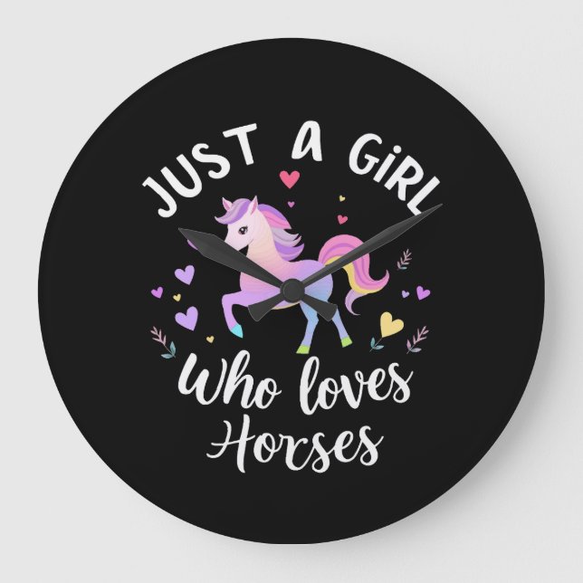Reloj Redondo Grande Just A Girl Who Loves Horses (Anverso)