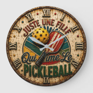 Reloj Redondo Grande Juste Une Fille Qui Aime Le  French Pickleball 