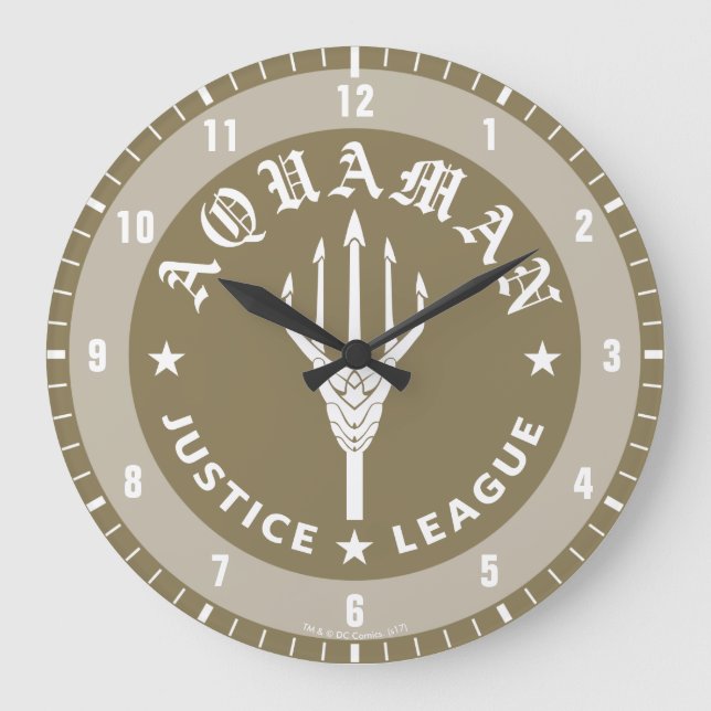 Reloj Redondo Grande Justice League | Aquaman Retro Trident Emblem (Anverso)