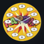 Reloj Redondo Grande KA-POW Fun Retro Libro De Historietas Pop Art<br><div class="desc">Relajados relojes pop de historietas de superhéroes de moda que seguro añaden un toque de color a una amplia gama de habitaciones alrededor de su casa u oficina. Una manera ideal de tratarte a ti mismo o a alguien que conozcas con estos geniales y únicos relojes de diseño de historietas....</div>