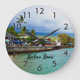 Reloj Redondo Grande Kailua Kona Pier Hawaii pintura al óleo arte digit