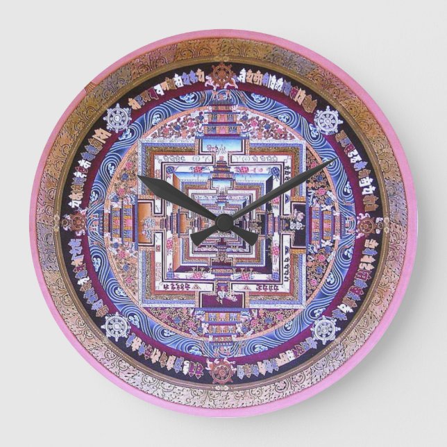 Reloj Redondo Grande Kalachakra Mandala (Anverso)