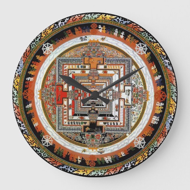 Reloj Redondo Grande Kalachakra Mandala (Anverso)