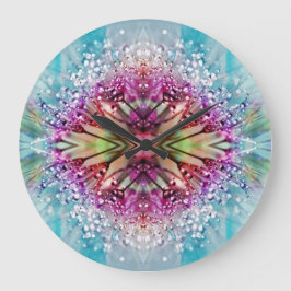 Reloj Redondo Grande Kaleidoscope: Resumen de arte floral