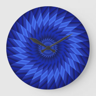 Reloj Redondo Grande Kaleidoscopio de la delgada línea azul