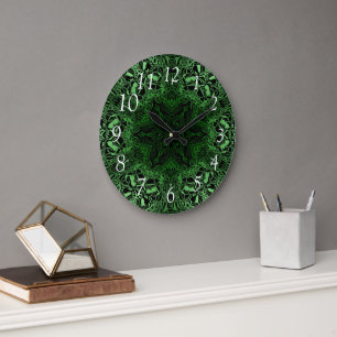 Reloj Redondo Grande Kaleidoscopio verde